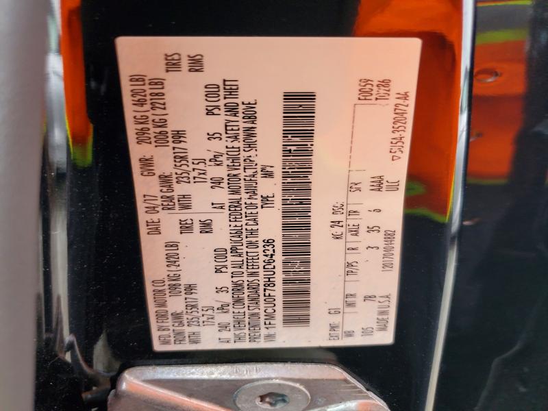 Aukcja sprzedaży 2017 Ford Escape, vin: 1FMCU0F78HUD64236, numer aukcji: 55130266
