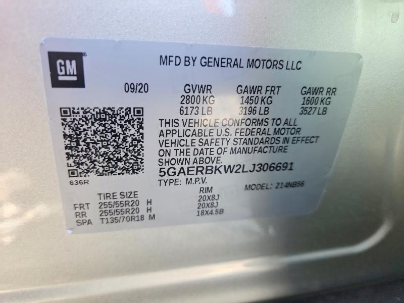 Продаж на аукціоні авто 2020 Buick Enclave, vin: 5GAERBKW2LJ306691, номер лоту: 53524536