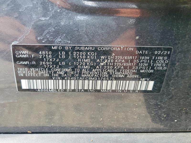 Aukcja sprzedaży 2021 Subaru Outback, vin: 4S4BTAFC8M3176575, numer aukcji: 52890966