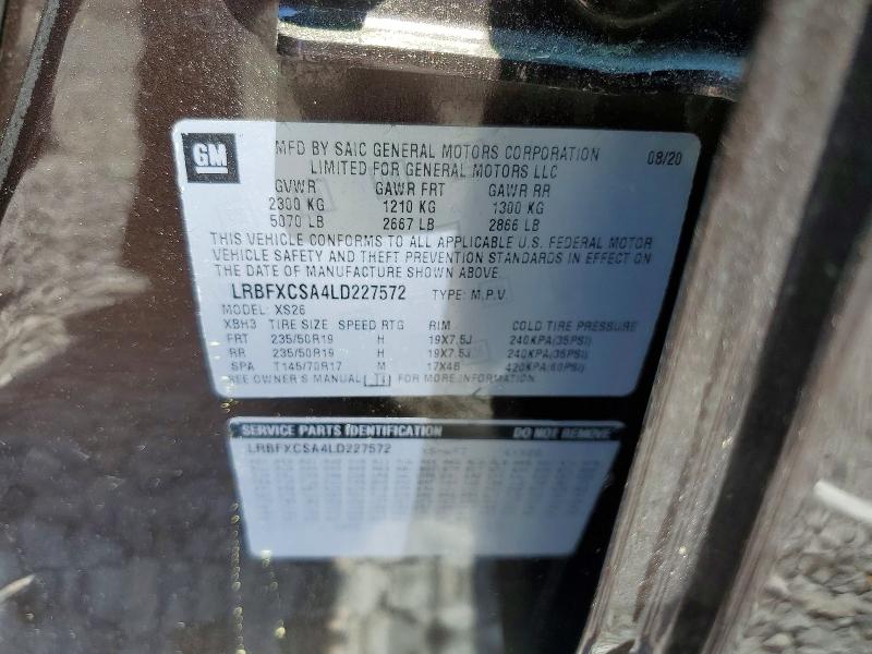53578326 :رقم المزاد ، LRBFXCSA4LD227572 vin ، 2020 Buick Envision مزاد بيع