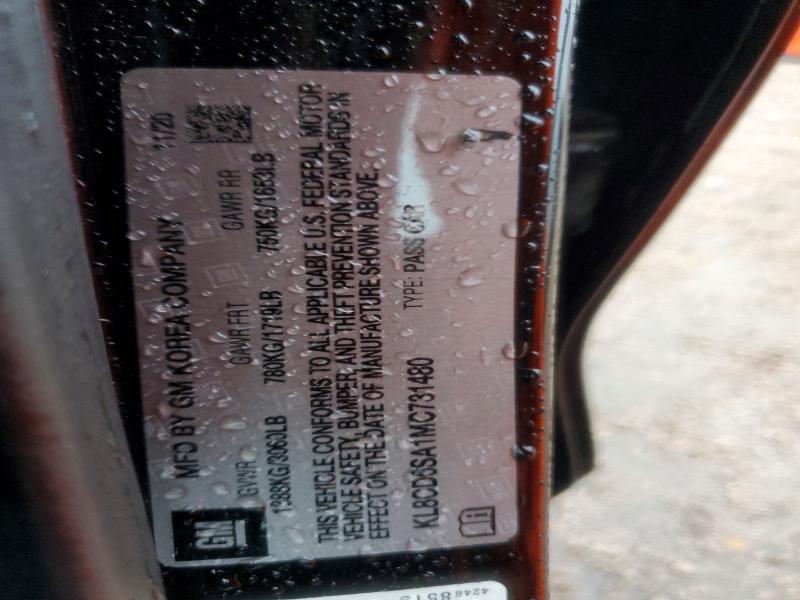 52376756 :رقم المزاد ، KL8CD6SA1MC731480 vin ، 2021 Chevrolet Spark مزاد بيع
