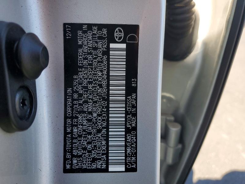 53655156 :رقم المزاد ، JTDBVRBD4HA003696 vin ، 2017 Toyota Mirai مزاد بيع