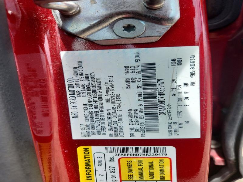 2017 Ford Fusion მანქანა იყიდება აუქციონზე, vin: 3FA6P0HD7HR339479, აუქციონის ნომერი: 55359376