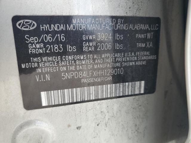 53078186 :رقم المزاد ، 5NPD84LFXHH129010 vin ، 2017 Hyundai Elantra مزاد بيع