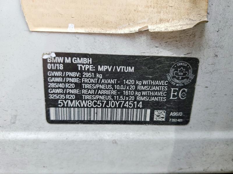 Продажа на аукционе авто 2018 Bmw X6, vin: 5YMKW8C57J0Y74514, номер лота: 53412946