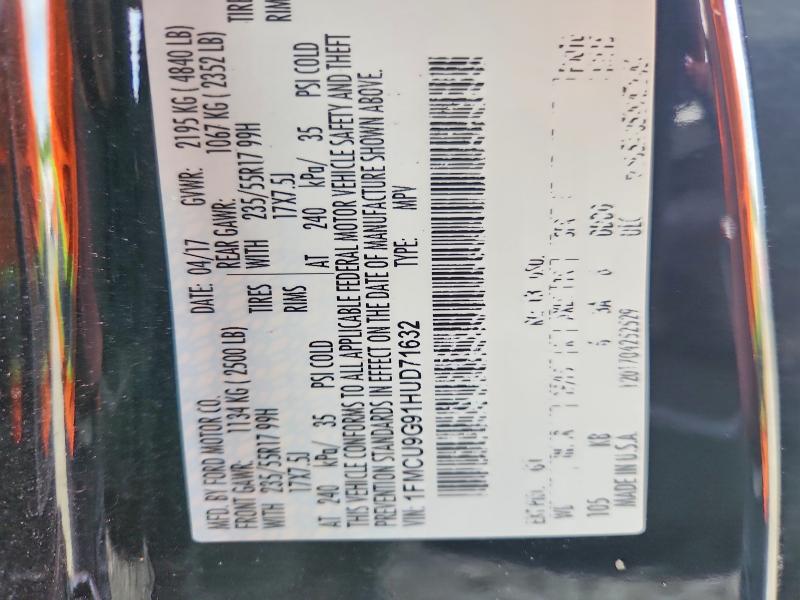 Aukcja sprzedaży 2017 Ford Escape, vin: 1FMCU9G91HUD71632, numer aukcji: 53296736