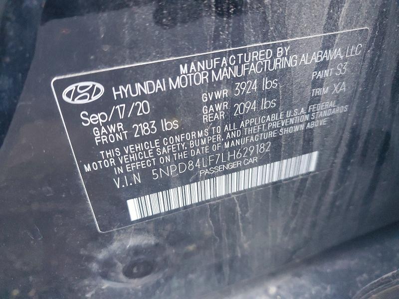 54828096 :رقم المزاد ، 5NPD84LF7LH629182 vin ، 2020 Hyundai Elantra مزاد بيع