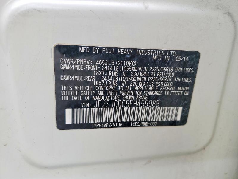 2015 Subaru Forester მანქანა იყიდება აუქციონზე, vin: JF2SJGDC5FH455988, აუქციონის ნომერი: 52526436