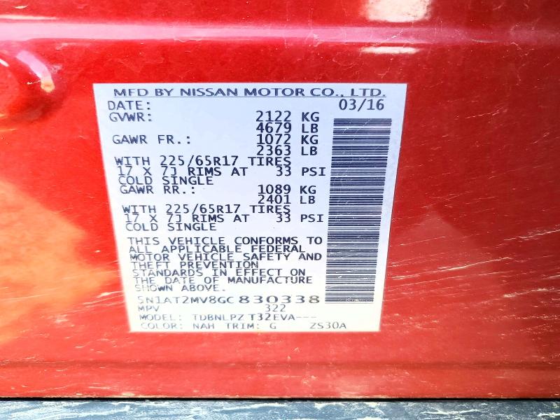 Продаж на аукціоні авто 2016 Nissan Rogue, vin: 5N1AT2MV8GC830338, номер лоту: 55080276
