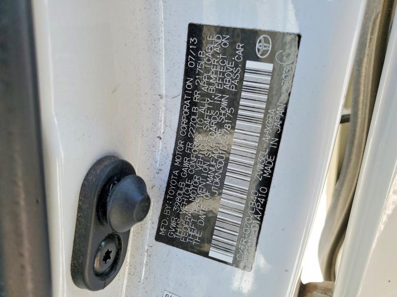 54295176 :رقم المزاد ، JTDKN3DU1D5678175 vin ، 2013 Toyota Prius مزاد بيع