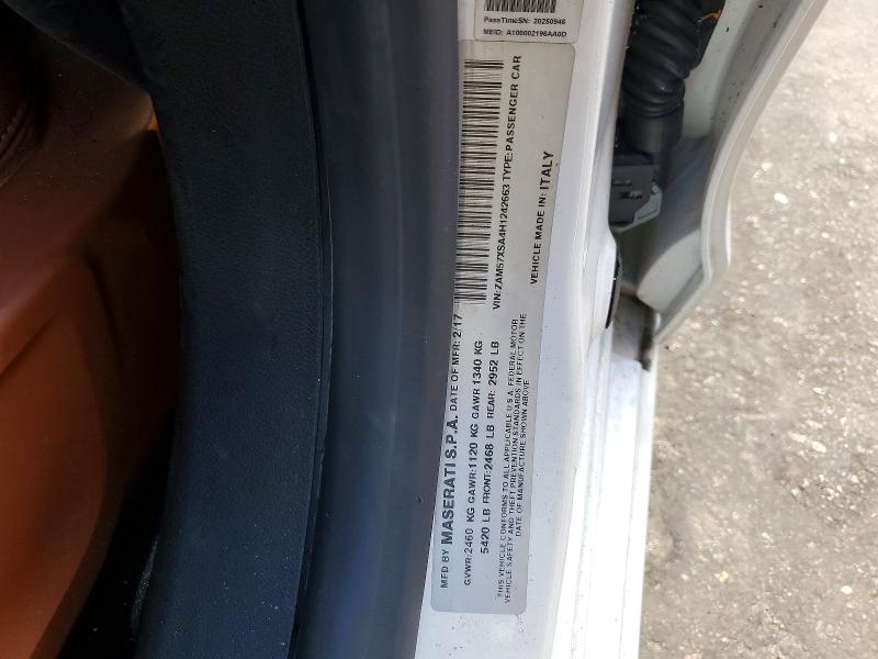 54020456 :رقم المزاد ، ZAM57XSA4H1242663 vin ، 2017 Maserati Ghibli مزاد بيع