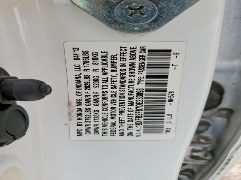 2013 Honda Civic მანქანა იყიდება აუქციონზე, vin: 19XFB2F87DE233898, აუქციონის ნომერი: 52424176
