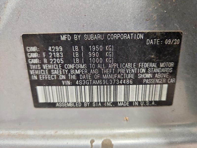 51772616 :رقم المزاد ، 4S3GTAM69L3734486 vin ، 2020 Subaru Impreza مزاد بيع