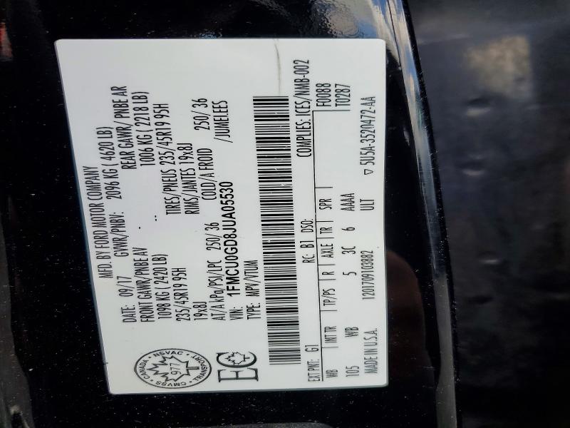 Продаж на аукціоні авто 2018 Ford Escape, vin: 1FMCU0GD8JUA05530, номер лоту: 54778436