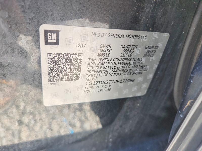 2018 Chevrolet Malibu მანქანა იყიდება აუქციონზე, vin: 1G1ZD5ST1JF171959, აუქციონის ნომერი: 54854276