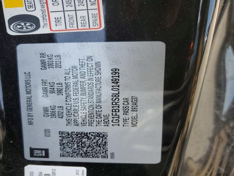 53206356 :رقم المزاد ، 1G1FB1RS8L0149199 vin ، 2020 Chevrolet Camaro مزاد بيع