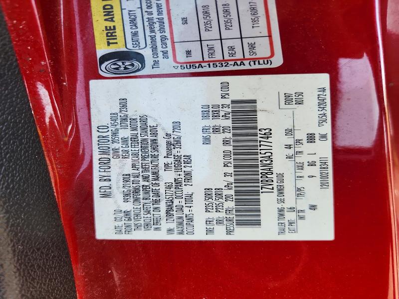 52967156 :رقم المزاد ، 1ZVBP8AN3A5177463 vin ، 2010 Ford Mustang مزاد بيع