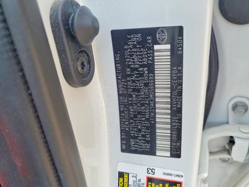 Продаж на аукціоні авто 2021 Toyota Camry, vin: 4T1K31AK3MU566699, номер лоту: 53166166