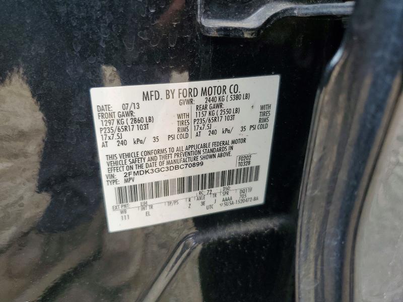 55497006 :رقم المزاد ، 2FMDK3GC3DBC70899 vin ، 2013 Ford Edge مزاد بيع