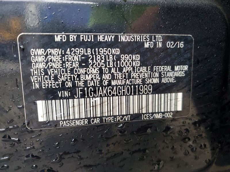 2016 Subaru Impreza მანქანა იყიდება აუქციონზე, vin: JF1GJAK64GH011989, აუქციონის ნომერი: 51871446