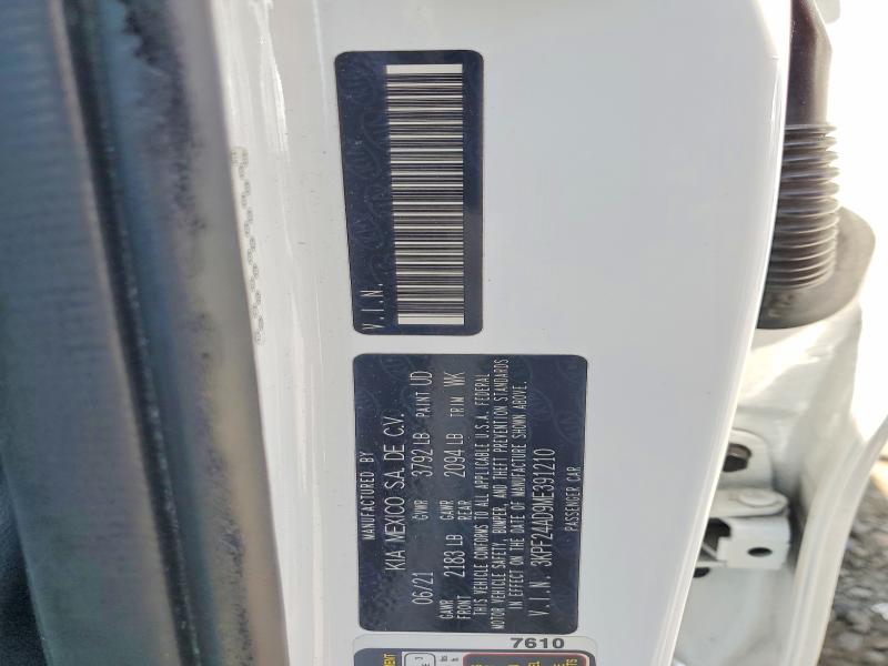 2021 Kia Forte მანქანა იყიდება აუქციონზე, vin: 3KPF24AD9ME391210, აუქციონის ნომერი: 52364946