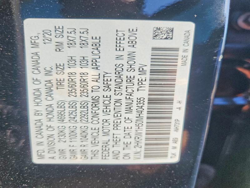 2021 Honda Cr-v მანქანა იყიდება აუქციონზე, vin: 2HKRW1H50MH404355, აუქციონის ნომერი: 53255596