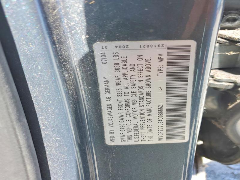 53689326 :رقم المزاد ، WVGPZ77L64D086552 vin ، 2004 Volkswagen Touareg مزاد بيع