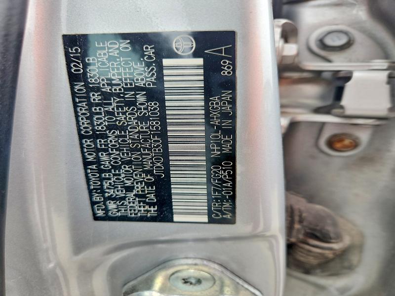 Aukcja sprzedaży 2015 Toyota Prius C, vin: JTDKDTB30F1581038, numer aukcji: 53006896
