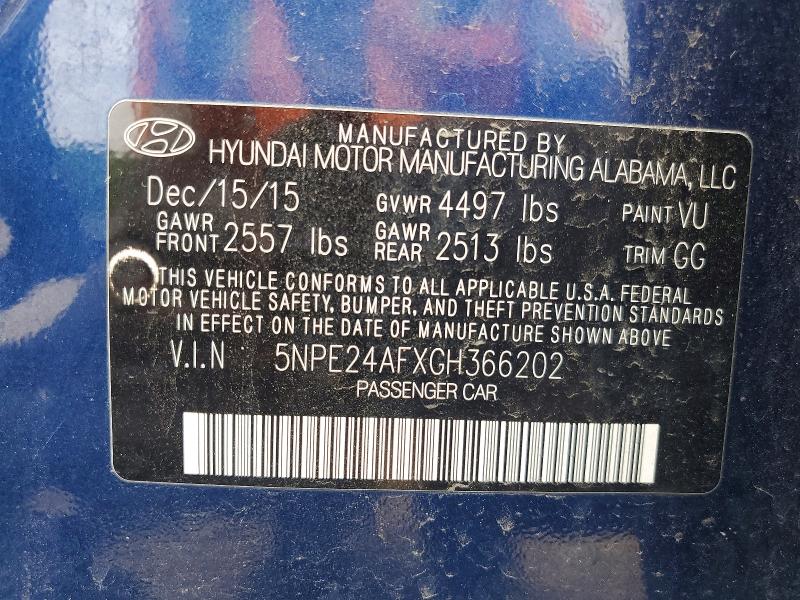 Продажа на аукционе авто 2016 Hyundai Sonata, vin: 5NPE24AFXGH366202, номер лота: 51862176