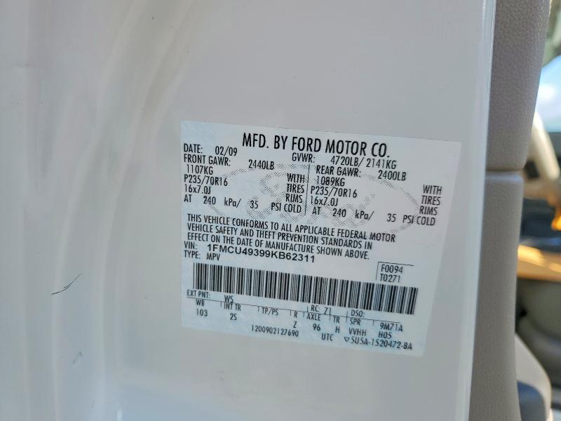 Продаж на аукціоні авто 2009 Ford Escape, vin: 1FMCU49399KB62311, номер лоту: 52966656