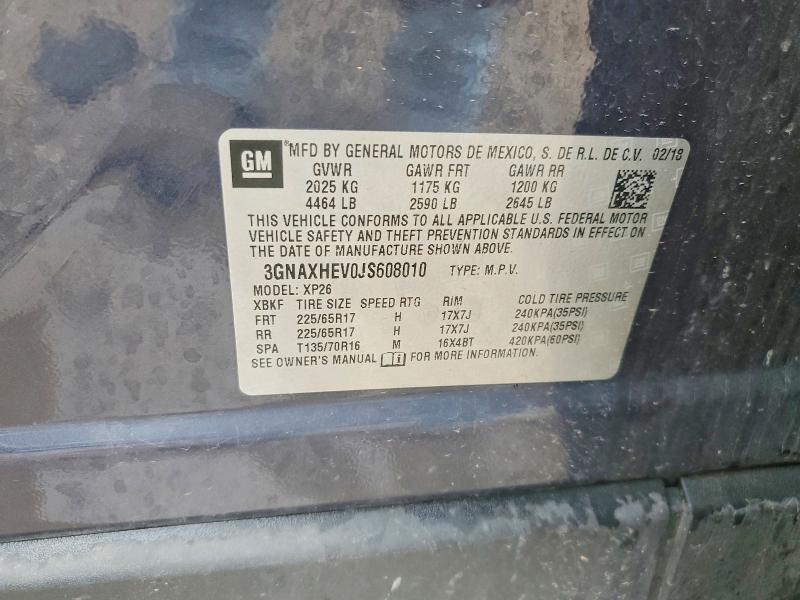 2018 Chevrolet Equinox მანქანა იყიდება აუქციონზე, vin: 3GNAXHEV0JS608010, აუქციონის ნომერი: 51521596