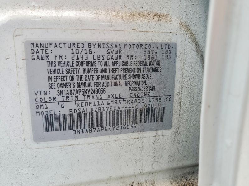 54907666 :رقم المزاد ، 3N1AB7AP6KY248056 vin ، 2019 Nissan Sentra مزاد بيع