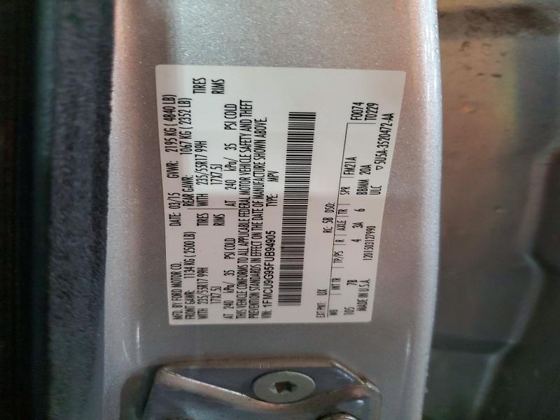 Продаж на аукціоні авто 2015 Ford Escape, vin: 1FMCU9G95FUB94905, номер лоту: 54258836