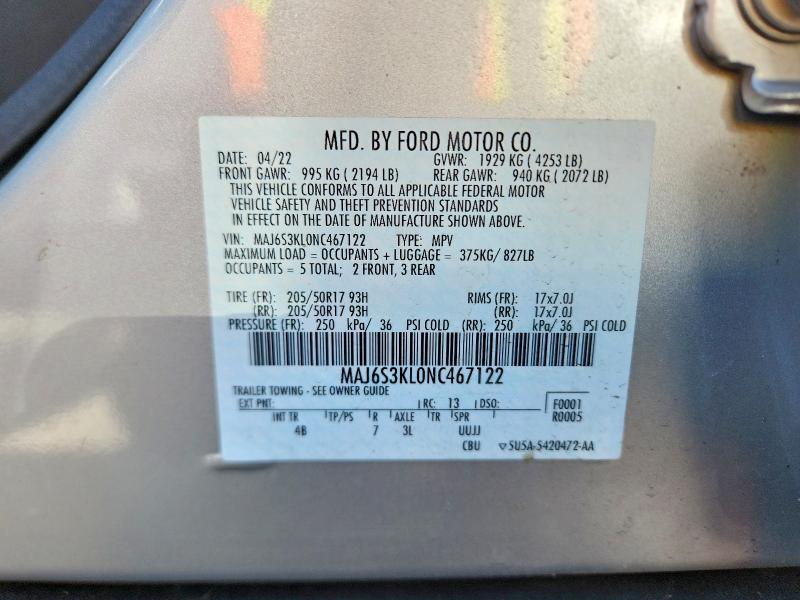 Продаж на аукціоні авто 2022 Ford Ecosport, vin: MAJ6S3KL0NC467122, номер лоту: 55108356