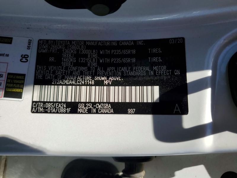 2020 Lexus Rx 350 მანქანა იყიდება აუქციონზე, vin: 2T2AZMDA4LC241148, აუქციონის ნომერი: 53655506