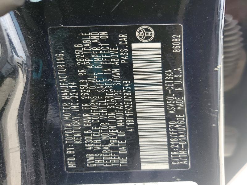 Aukcja sprzedaży 2014 Toyota Camry, vin: 4T1BF1FK2EU787549, numer aukcji: 55194286
