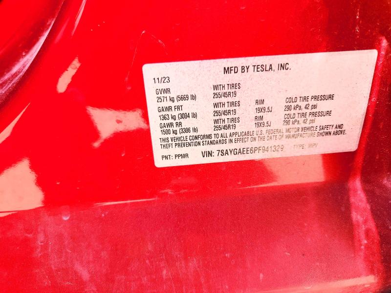 Продажа на аукционе авто 2023 Tesla Model Y, vin: 7SAYGAEE6PF941329, номер лота: 53800706