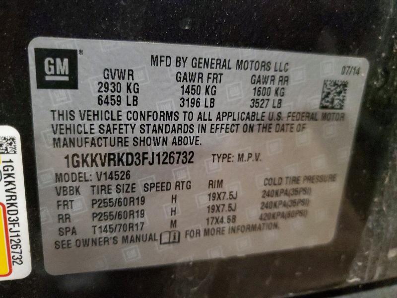 Aukcja sprzedaży 2015 Gmc Acadia, vin: 1GKKVRKD3FJ126732, numer aukcji: 54383326