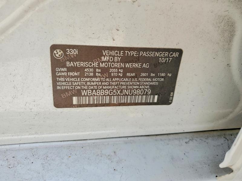 Aukcja sprzedaży 2018 Bmw 330, vin: WBA8B9G5XJNU98079, numer aukcji: 54325176