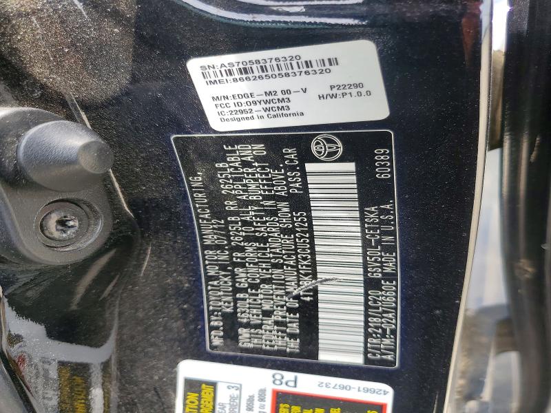 53113716 :رقم المزاد ، 4T1BK1FK3CU521255 vin ، 2012 Toyota Camry مزاد بيع