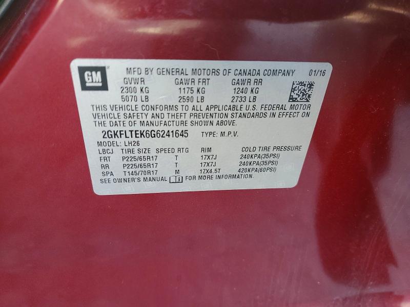 Продажа на аукционе авто 2016 Gmc Terrain, vin: 2GKFLTEK6G6241645, номер лота: 55389626