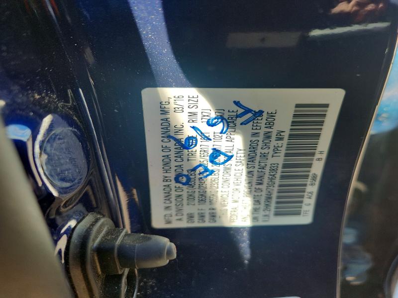 Aukcja sprzedaży 2016 Honda Cr-v, vin: 2HKRM4H73GH643833, numer aukcji: 53537306