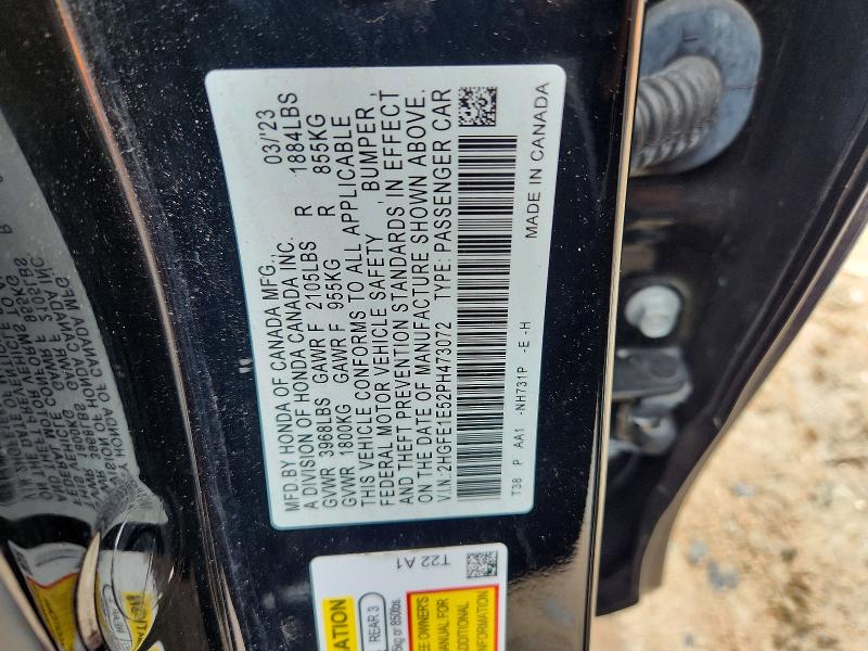 Aukcja sprzedaży 2023 Honda Civic, vin: 2HGFE1E52PH473072, numer aukcji: 55193056