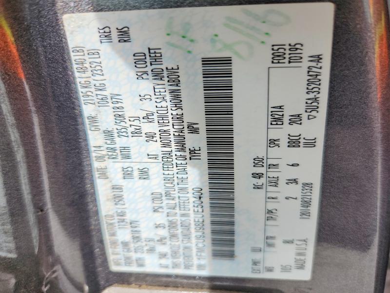 2014 Ford Escape მანქანა იყიდება აუქციონზე, vin: 1FMCU9J98EUE50400, აუქციონის ნომერი: 55234476
