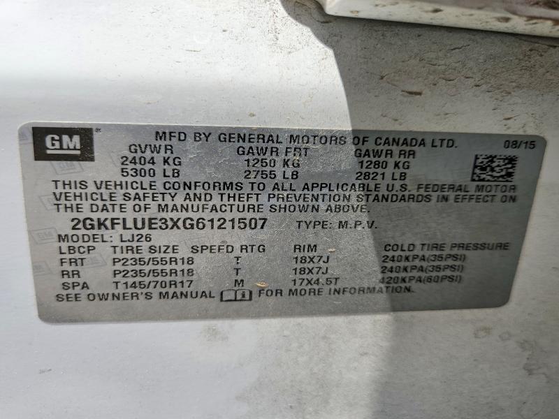 Продажа на аукционе авто 2016 Gmc Terrain, vin: 2GKFLUE3XG6121507, номер лота: 53557686