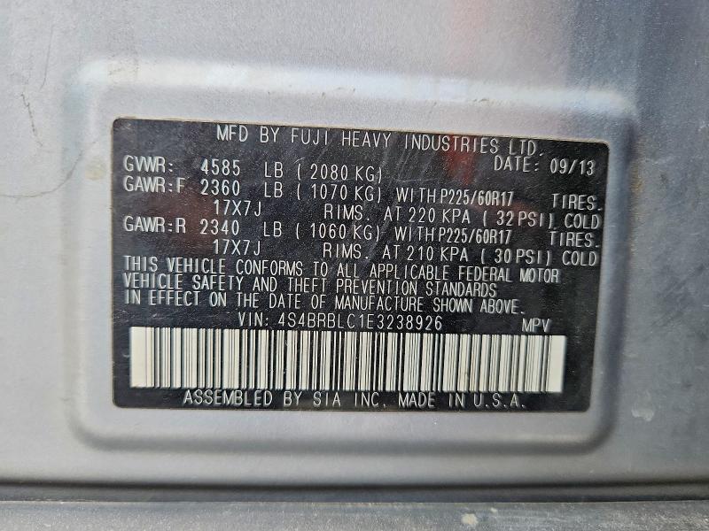 Aukcja sprzedaży 2014 Subaru Outback, vin: 4S4BRBLC1E3238926, numer aukcji: 41631496
