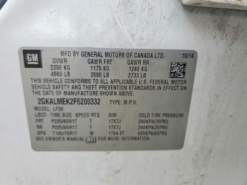 Aukcja sprzedaży 2015 Gmc Terrain, vin: 2GKALMEK2F6200332, numer aukcji: 54641626