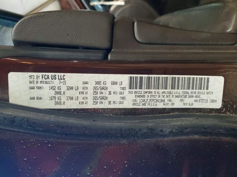 2015 Jeep Grand Cherokee მანქანა იყიდება აუქციონზე, vin: 1C4RJFJM7FC941848, აუქციონის ნომერი: 53596746