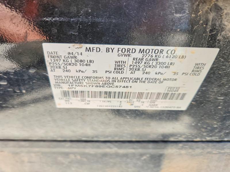 Продаж на аукціоні авто 2014 Ford Explorer, vin: 1FM5K7F89EGC57481, номер лоту: 53109796