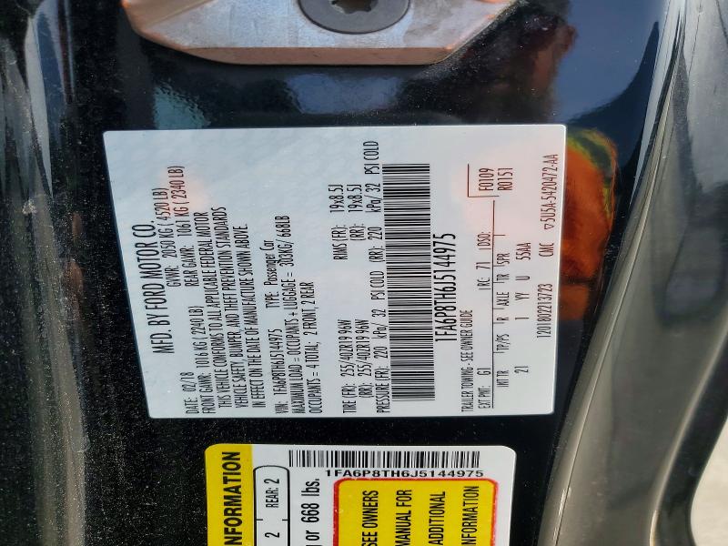 Aukcja sprzedaży 2018 Ford Mustang, vin: 1FA6P8TH6J5144975, numer aukcji: 51296366